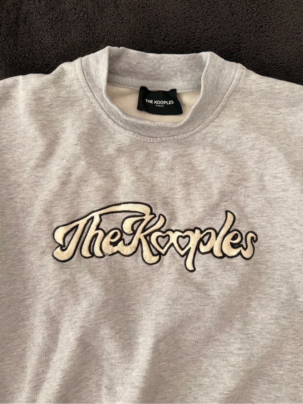 The Kooples Light Gray Logo Crewneck Cropped Sweatshirt